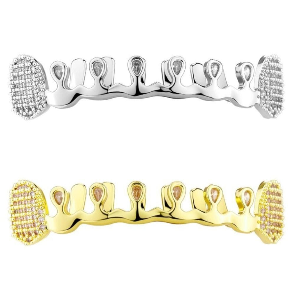 Trendy Removable Hiphop Teeth Grillz Punk Bling Rhinestone Tooth Caps Funny Unisex Dental Grills Rapper