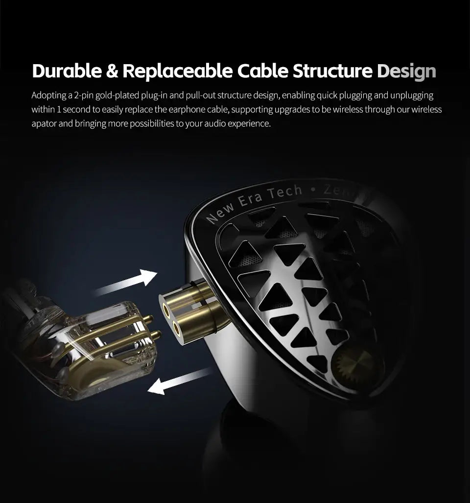 KZ Zenith Earphones Dynamic Driver Unite Headests Hifi Music Earbuds DJ Monitoring with Adjustable Tuning IEM Detachable Cable