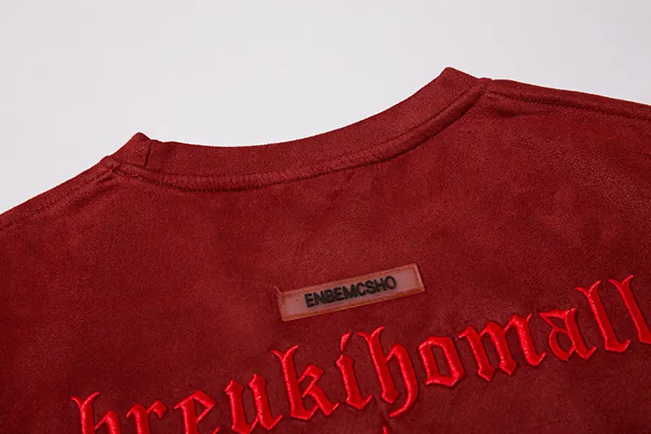 Hip Hop Suede T Shirts Letter Embroidery Oversized Harajuku Streetwear Tshirts 2023 Men Summer Loose Casual Tee Shirt Tops