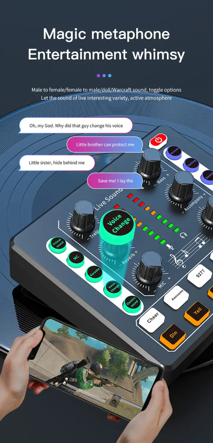 Live Sound Card Studio Record Professional Soundcard Bluetooth Microphone Mixer Voice Changer Live Streaming Audio Mixer Karaoke