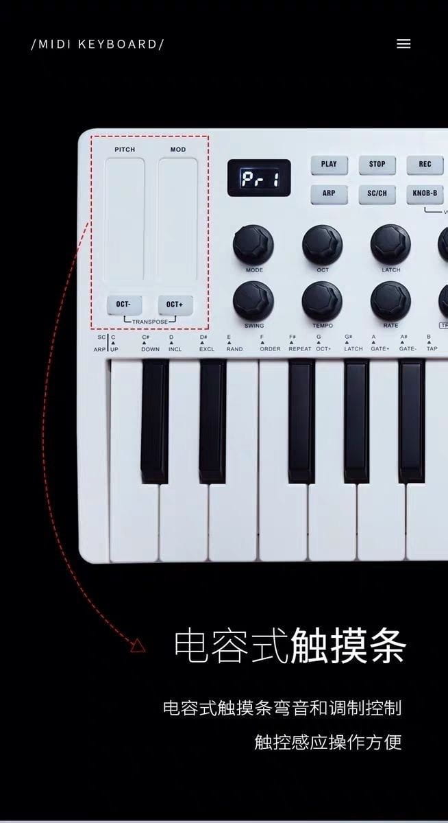 25 Key Portable MIDI Keyboard Controller with Drum Pads Wireless Bluetooth Connectivity for Music Production