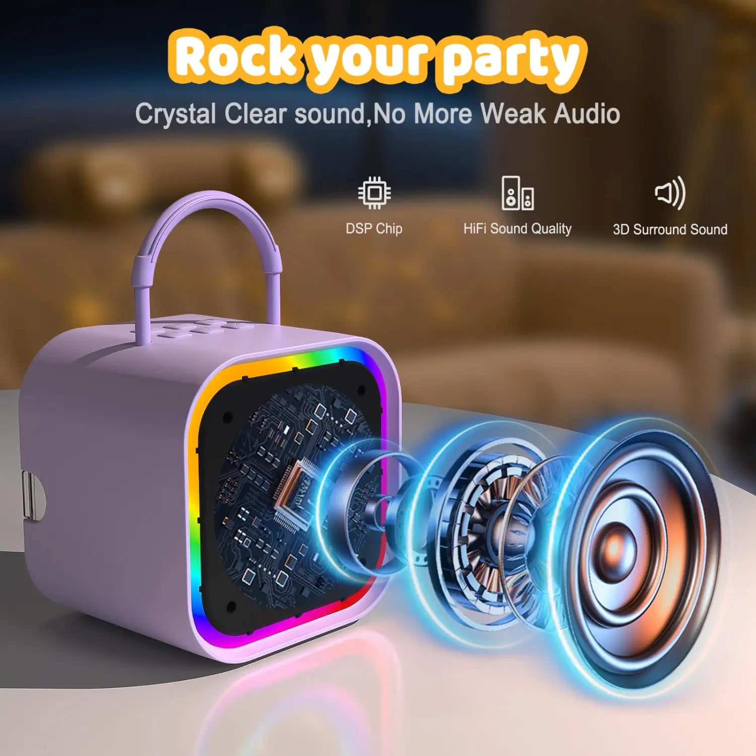 Haomuren Mini Karaoke Machine for Kids Girls Portable All in one Bluetooth Karaoke Speaker with 2 mic for Home Party Toys Gifts