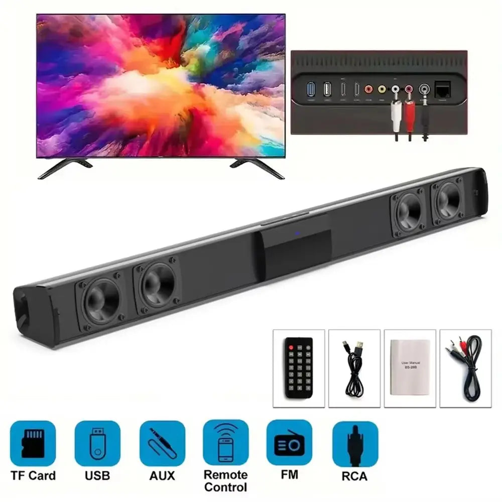 Soundbar Cinema Soundbar Hifi Wireless Bluetooth Speaker Home Theater Tv Computer Echo Wall Wall-Mounted Stereo Surround Sound Fm Radio