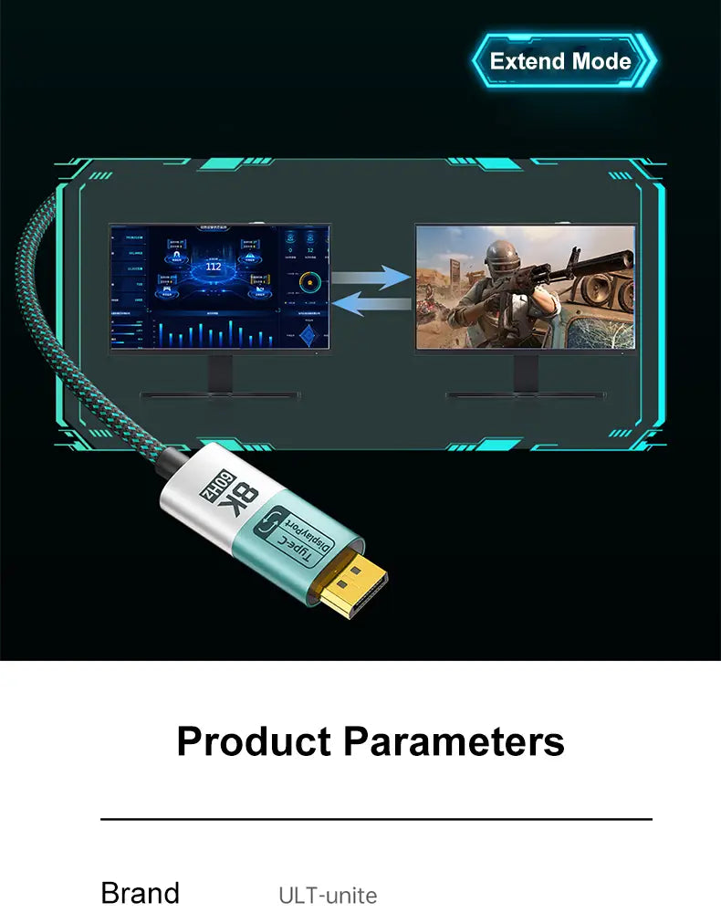 8K DP to Type C Cable Bidirectional USB C to Displayport 1.4 for iPhone 15 Macbook Pro iPad iMac Compatible Thunderbolt 3/4