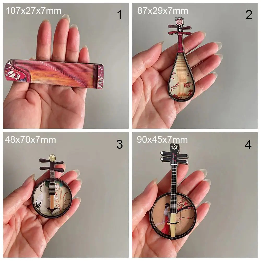 Hot Sale Wood Dollhouse Musical Instruments Courtesan Pattern 1/6 1/12 Chinese Classical Instrument Playing House Scene Model