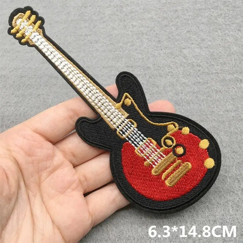 Rock Music Embroidered Patches on Clothes Stickers DIY Ironing Appliques Patches for Clothing Jacket Jeans Headset Guitar Stripe
