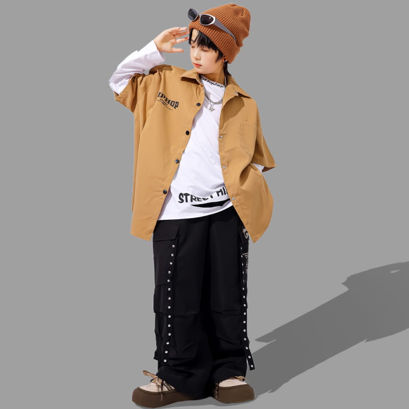 Kids Hiphop Dance Rapper Clothes Outfit Japanese Boys Hip-hop Style y2k Streetwear Accessories Child Fashion Performance Costume