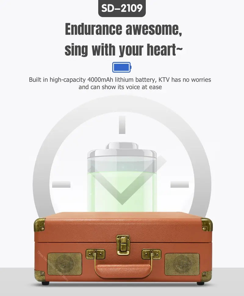 Retro High-quality Bluetooth Speaker Wireless Portable Home Theater KTV Outdoor Suitcase Karaoke Microphone Speakers SD2109