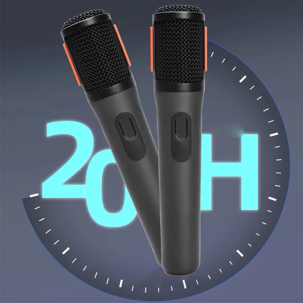 Wireless Microphone UHF 2-Channel Karaoke System with Rechargeable Receiver Wireless Handheld Microphone Suitable for Parties