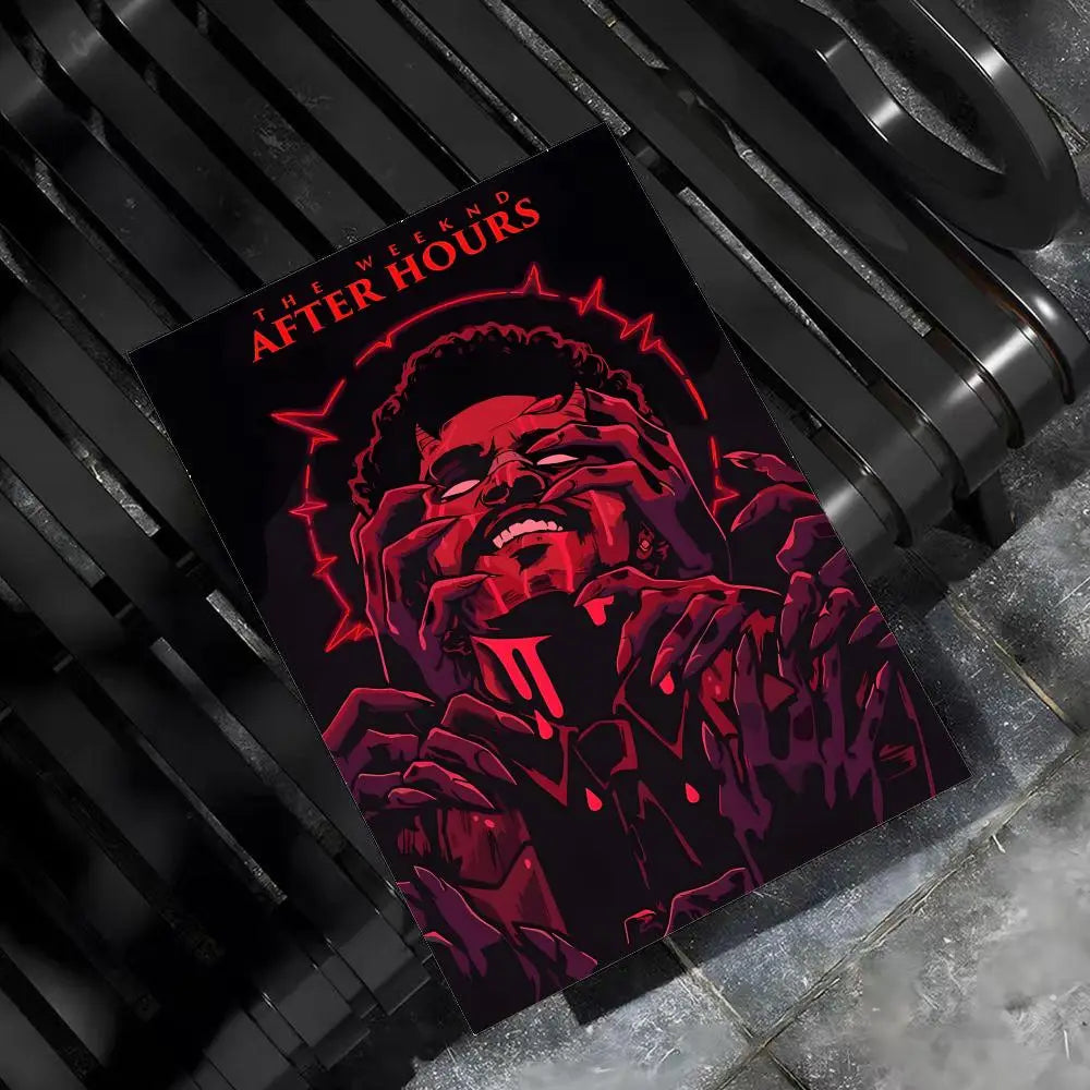 Music Album T-The Weeknd Hip Hop Poster Wall Art Poster Sticker for Living Room Bedroom Bar Home Decor Mural Painting Decoration