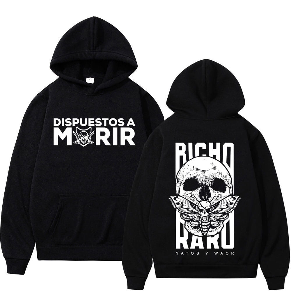 Rapper NATOS WAOR Bicho Raro Negra Skeleton 2025 Gothic Hip-hop Long-sleeved Harajuku Hoodie Winter Man Woman Classic Sweatshirt