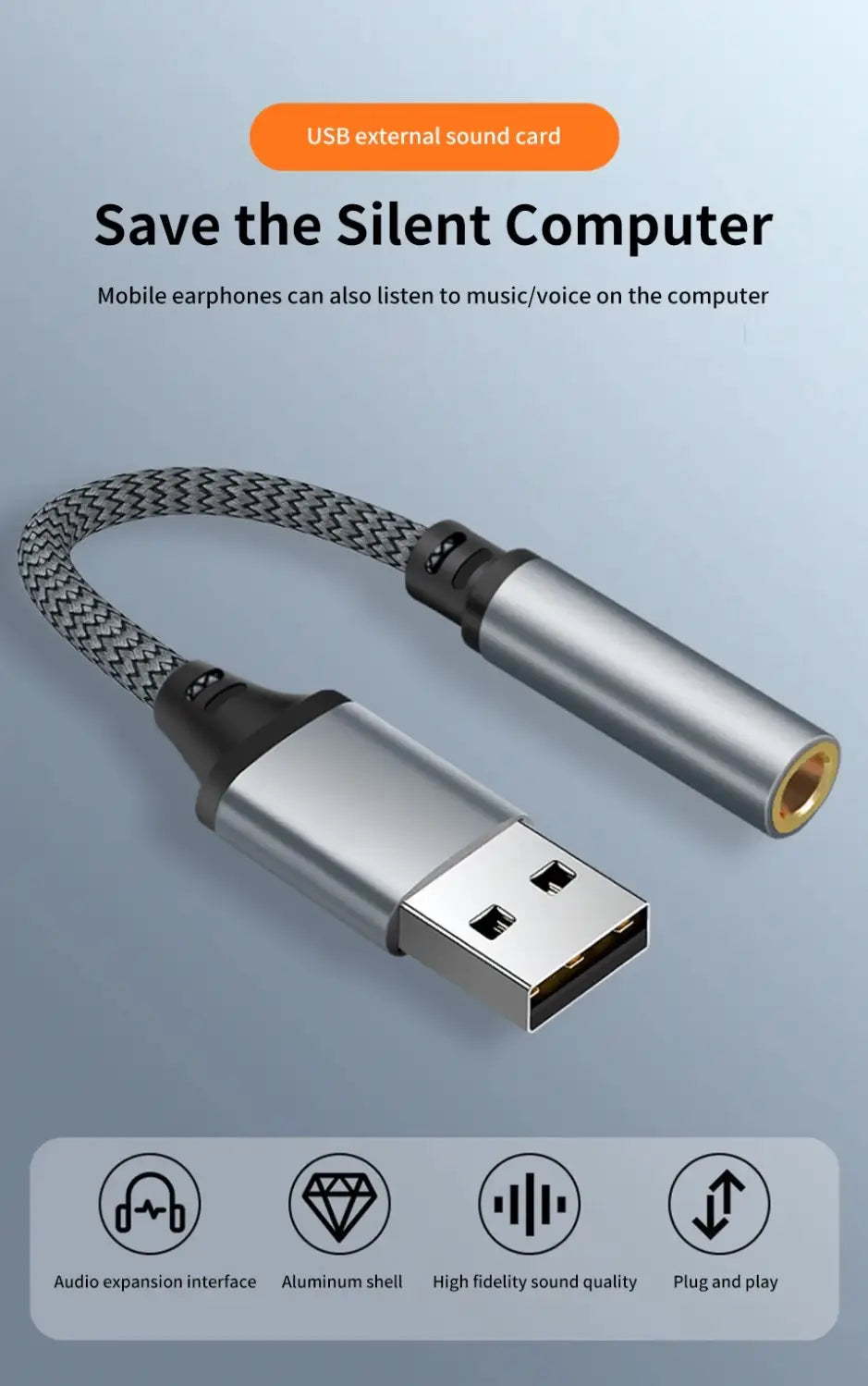 3.5mm Jack Female USB External Sound Card Audio Adapter Headphone Micphone Sound Adapter for PC Laptop USB to 3.5mm Audio Cable