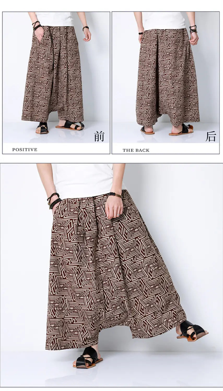 Hip Hop Trend Men Harem Pants Casual Loose Streetwear Retro Printed Joggers Wide Leg Pants Men’s Sweatpants Trousers Oversize