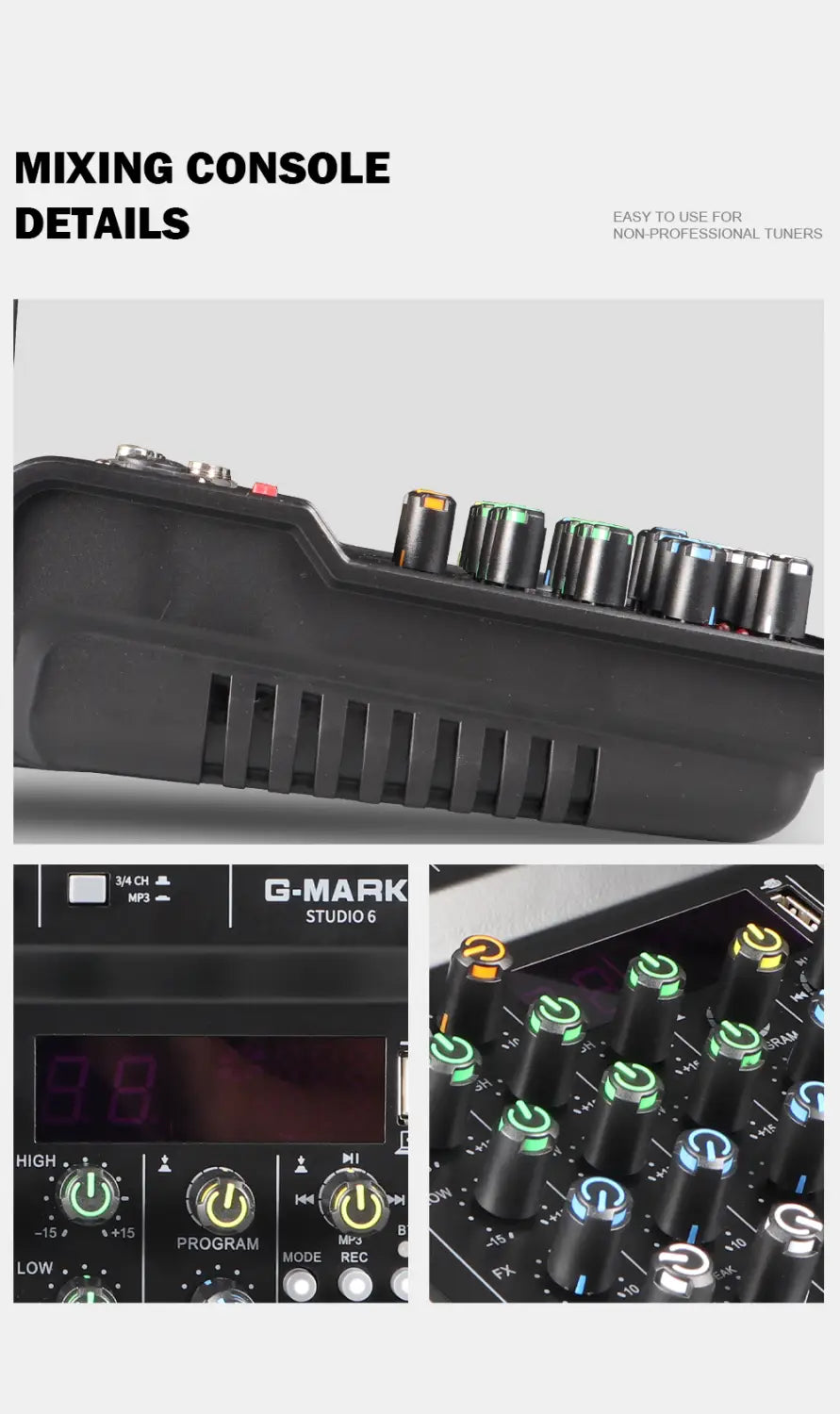 Audio Sound Mixer With Microphone G-MARK Studio 6 Bluetooth Portable DJ Console + 48V USB Interface Mixing Boards For Live