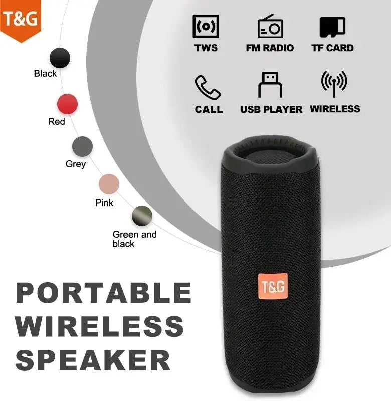 T&G TG365 Portable Bluetooth Speaker Dual Bass LED Wireless Subwoofer Waterproof Outdoor Boombox FM AUX BT TF Music Player
