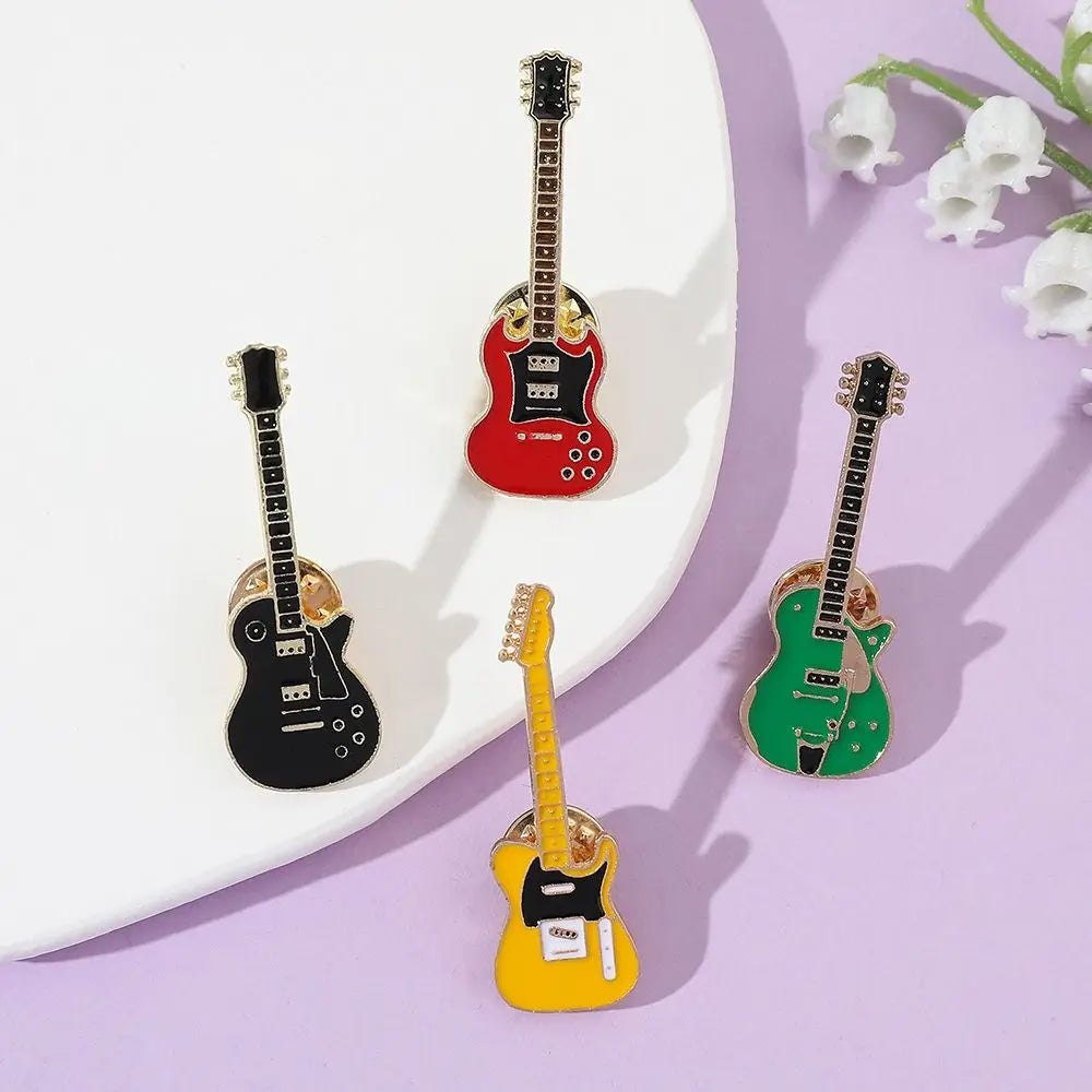 Clothing Accessories Rock Band Guitar Brooch Funny Cartoon Guitar Lapel Badge Metal Guitar Enamel Pins Denim Shirt