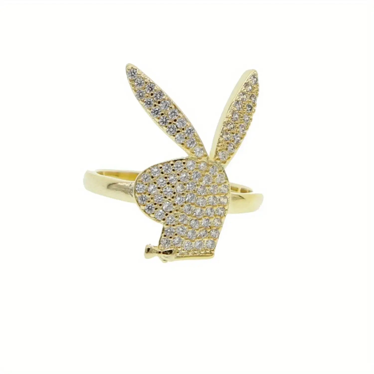 Elegant Shiny Hip Hop Rock Style Bunny Adjustable Open Ring Unique Jewelry Perfect Gift for Men Women
