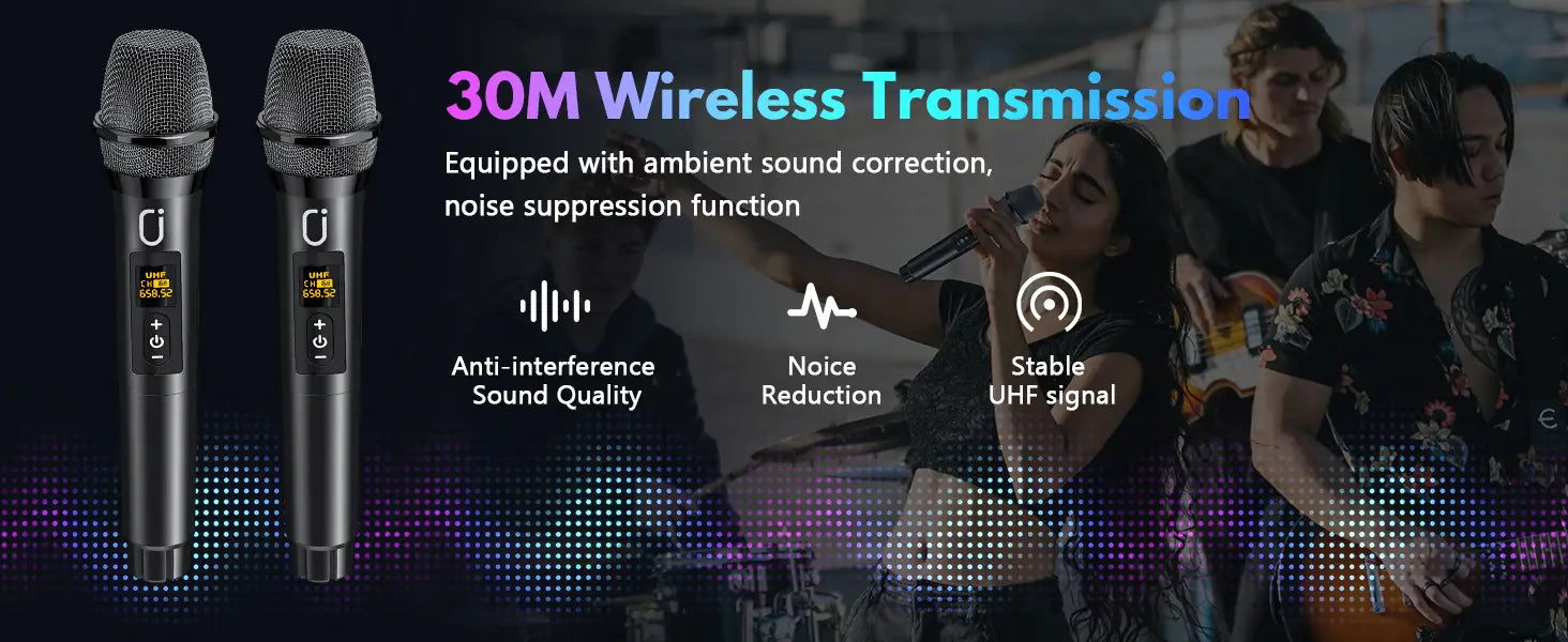 Karaoke Machine Portable Bluetooth Speaker with Microphones PA System with 2 Karaoke Microphones Disco Lights for Home Parties