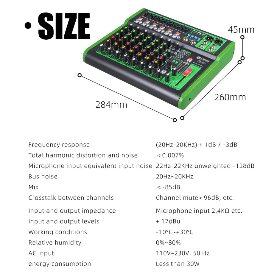 Debra DI pro Mixer Audio for Home Karaoke Live Broadcast Recording Studio with 99 DSP Digital Effects And USB MP3 Input