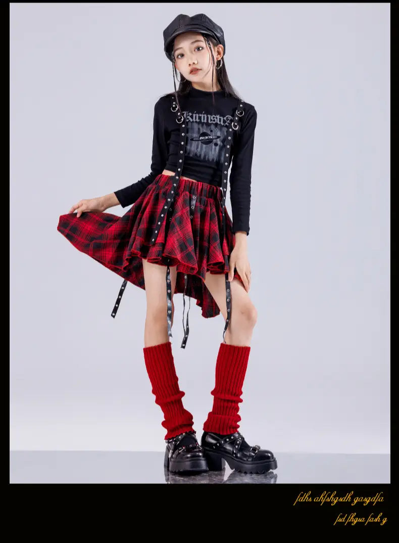 Hip Hop Girls K-pop Fashion Crop Top Street Dance Cargo Pants Plaid Skirts Kids Streetwear Children Jazz Girl Group Clothes Sets
