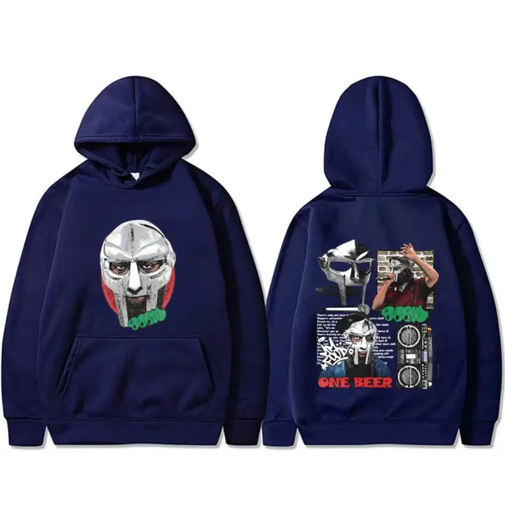 Rapper Mf Doom MM FOOD One Beer Print Hoodie Men Women Hip Hop Fashion Pop Music Pullover Women Vintage Casual Oversized Hoodies