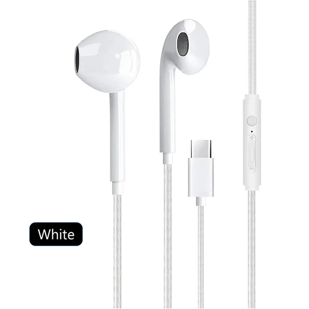 Type C Wired Earphones In Ear Headset Game 3.5mm Wired Headphones with Microphone Bass Stereo Earbuds In-line Control For Phones