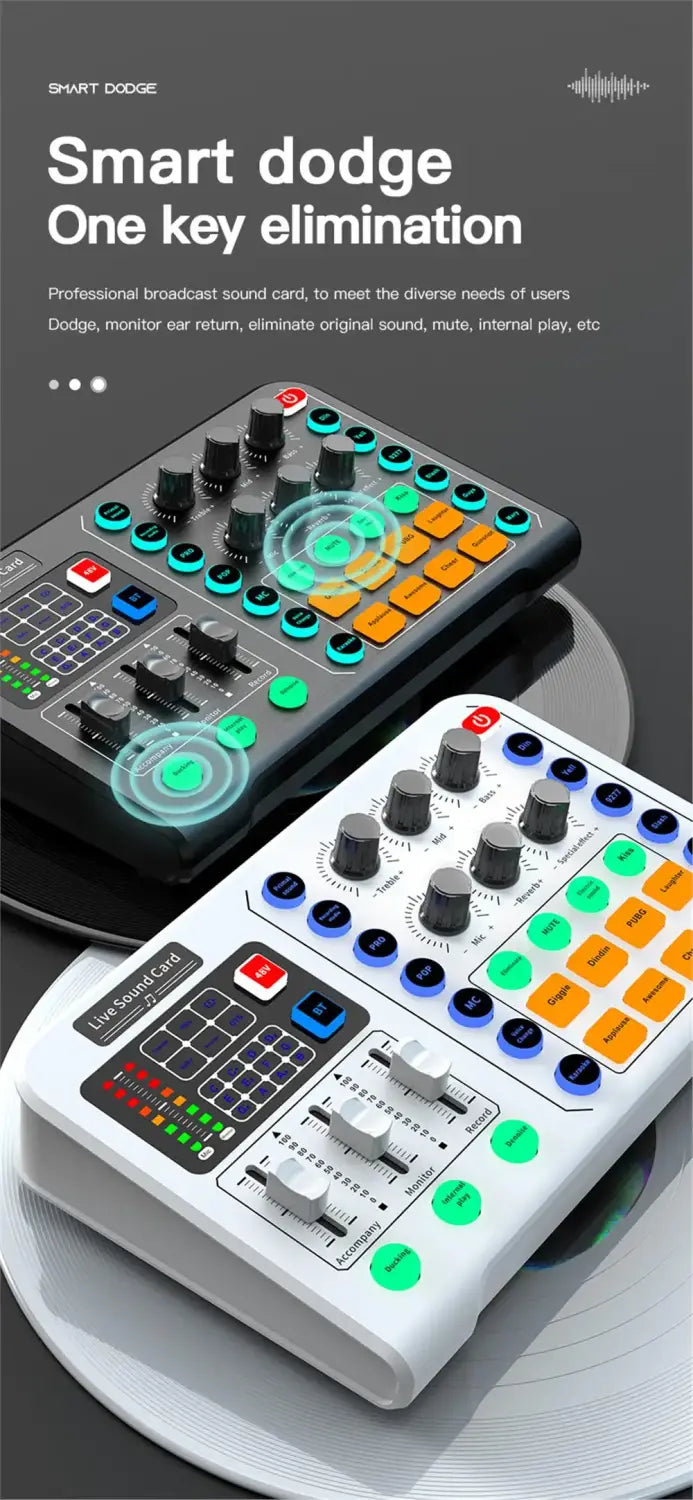 M6 Sound Card Audio Mixer for Live Broadcast Karaoke Live Broadcast Equipment for Game Singing Voice Podcast Live Streaming