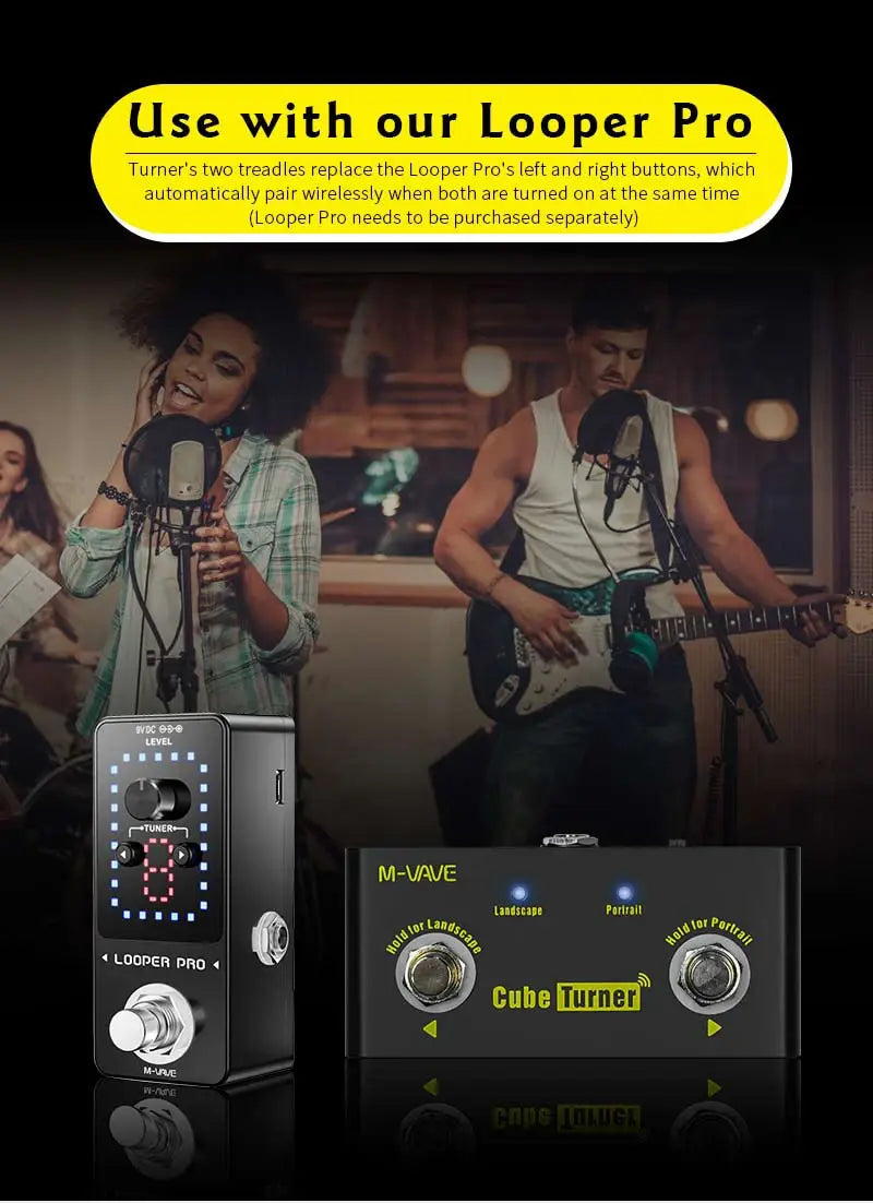 M-VAVE Cube Turner Wireless Page Turner Pedal Rechargeable Music Sheet Supports Looper Connection Compatible Guitar Pedal Parts