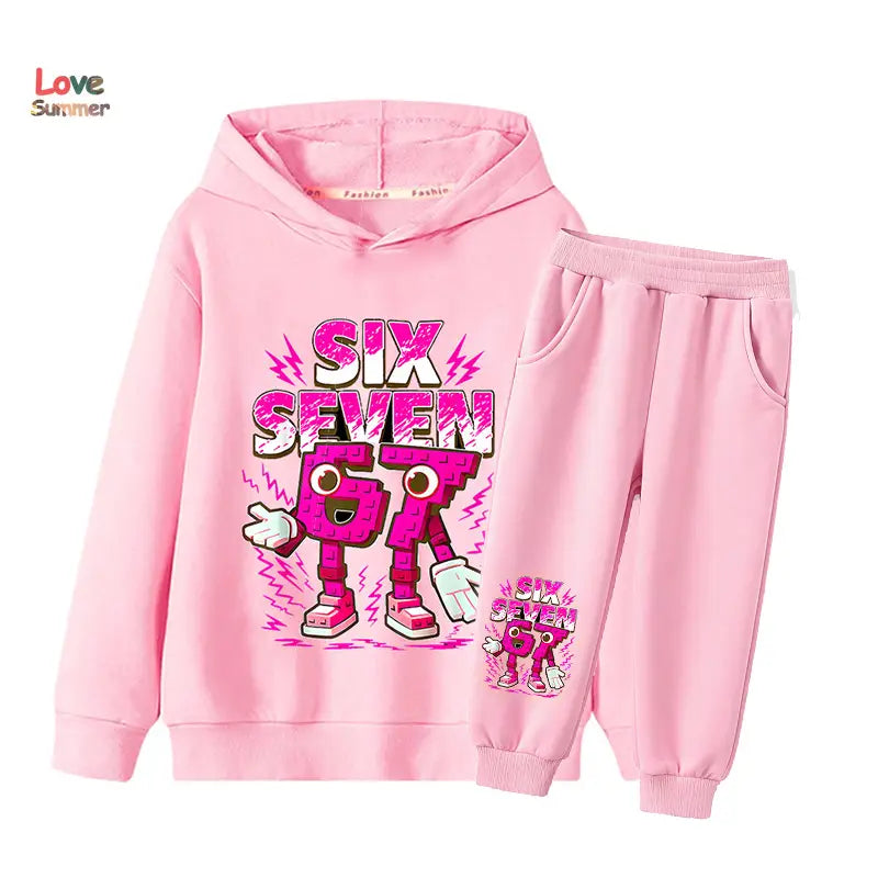 67 Six Seven hoodie pant 2pcs boys girls Italian Brainrot Kid Girl Sweatshirt 2pcs Suit Hoody Baby Casual Tracksuit