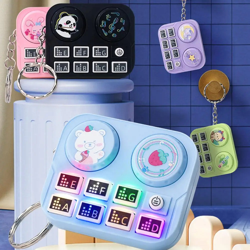 1pc Mini Music DJ Disc Player Keychain Musical Instrument Sound Button Toy Games Children’s Educational Toy Bag Pendant Keychain