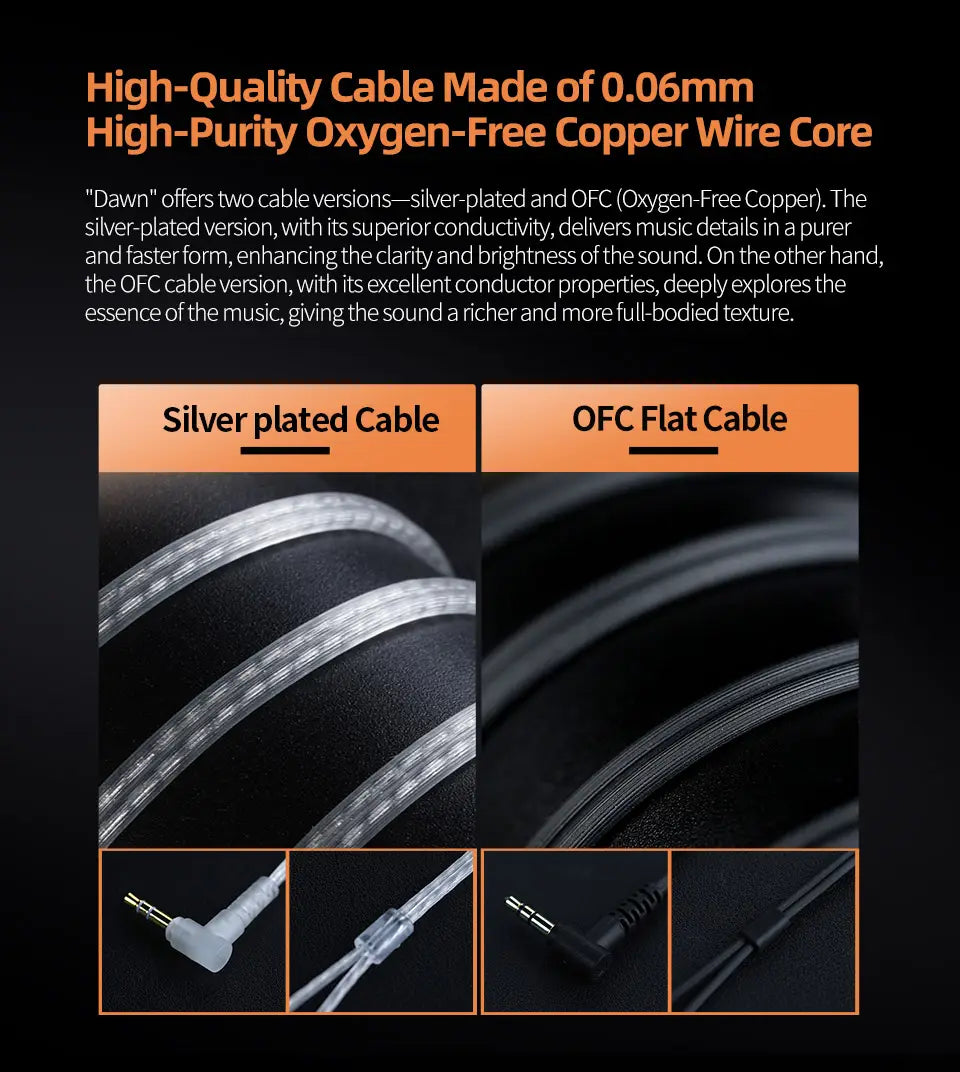 KZ Dawn HiFi Earphone 10MM Dual Dynamic Drive Bass Earbud In ear Monitor Gaming Sport Music DJ Stage Noise Reduction Hearphone
