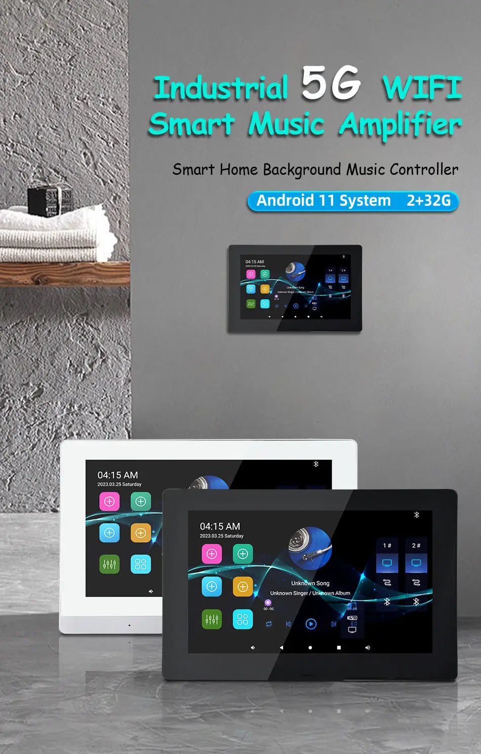 Smart Home Theater Sound Amplifier WiFi Bluetooth In-wall Android Music Panel Stereo Mini Ceiling Speaker Set Hotel Residential