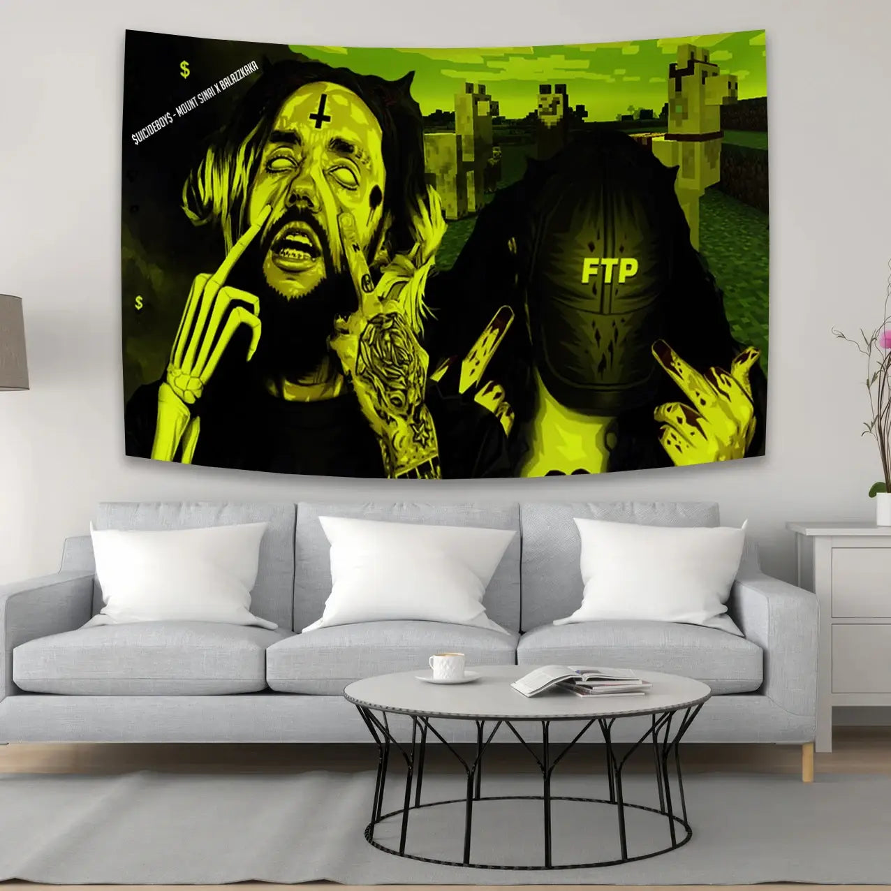 Hip-Hop Rapper Poster Tapestry Aesthetic Dark Style Home Decor Art Wall Hanging Tapestry Room Background Decorative Fans Gift