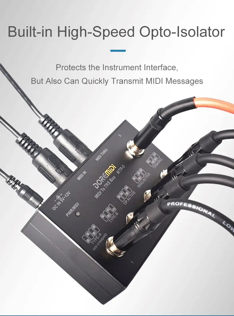 MIDI THRU To TRS Box Is Convert MIDI Five-pin DIN Interface Into TRS Interface Convert One MIDI Input Into Five TRS Outputs