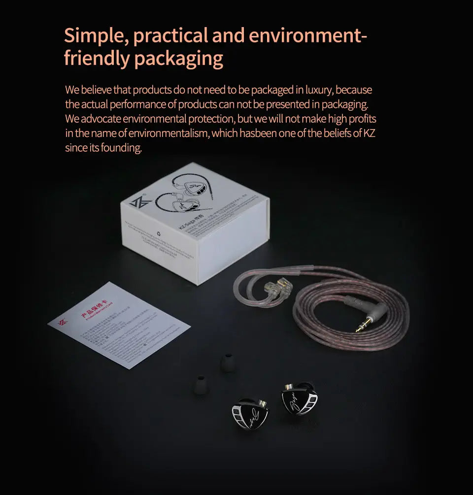 KZ Saga In Ear Earphones Two Different Tuning Music Headphones HiFi Stereo Bass Earbuds Sport Gaming Headset 2PINS Cable