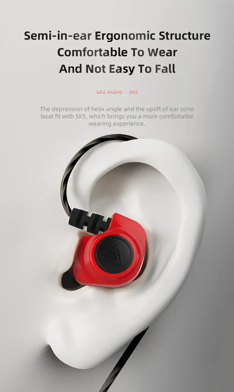 Original QKZ SK5 Wired Earphones In-ear 3.5mm AUX With MIC Noise Reduction HD Call HIFI For Game Music Sports Fashion Design