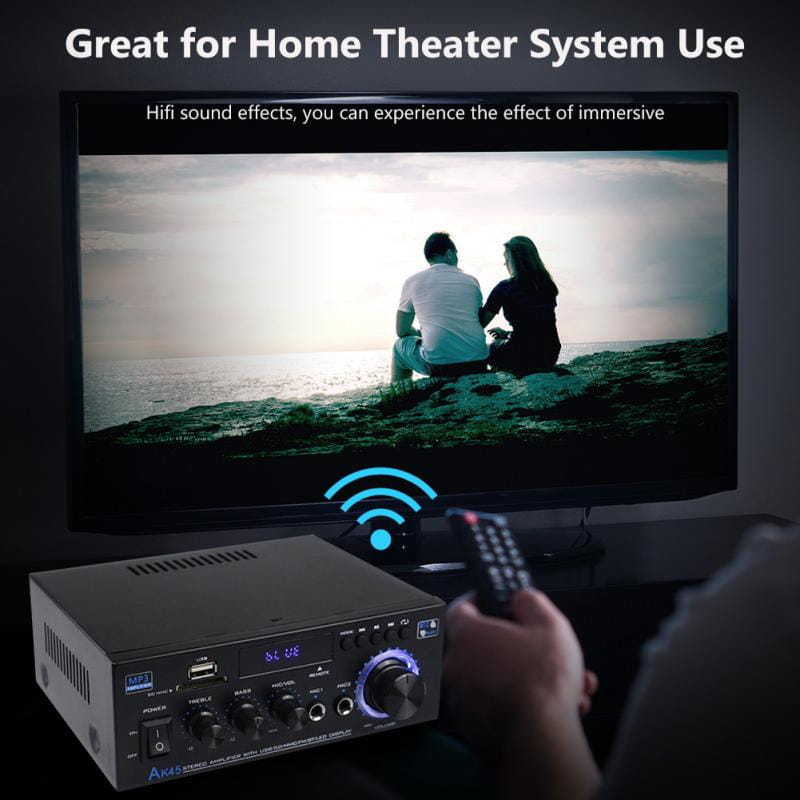 HiFi Digital Amplifier AK45 Bluetooth Amplify MP3 Channel 2.0 Surround Sound Amplifiers Support 90V-240V for Home Car MAX 350W*2