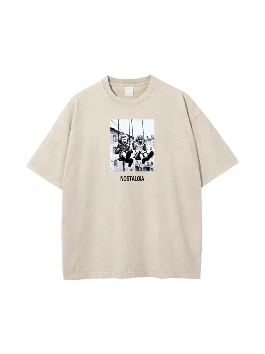 Sumuyoo 100% Cotton Women’s Retro Printed T-shirt Men Vintage Short-sleeve Wax printing T Shirts Fashion Hip Hop Loose Tees