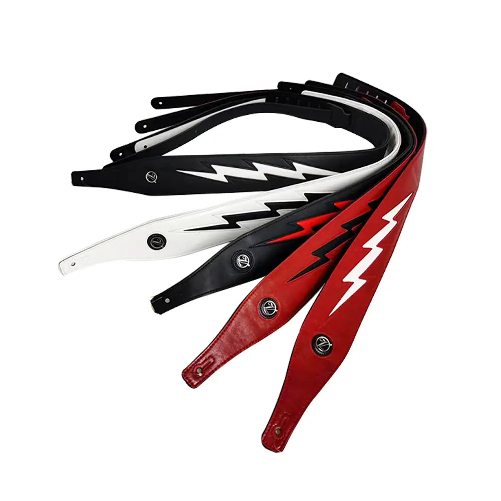 Red Black White PU Leather Guitar Strap Cool Lightning Comfortable Strap for Acoustic Electric Bass Adjustable Length