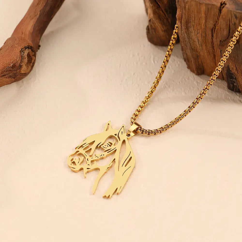 Stainless Steel Necklaces Animals Horse’s Head Pendant Choker Chain Men Atmospheric Fashion Hip Hop Necklace For Women Jewelry