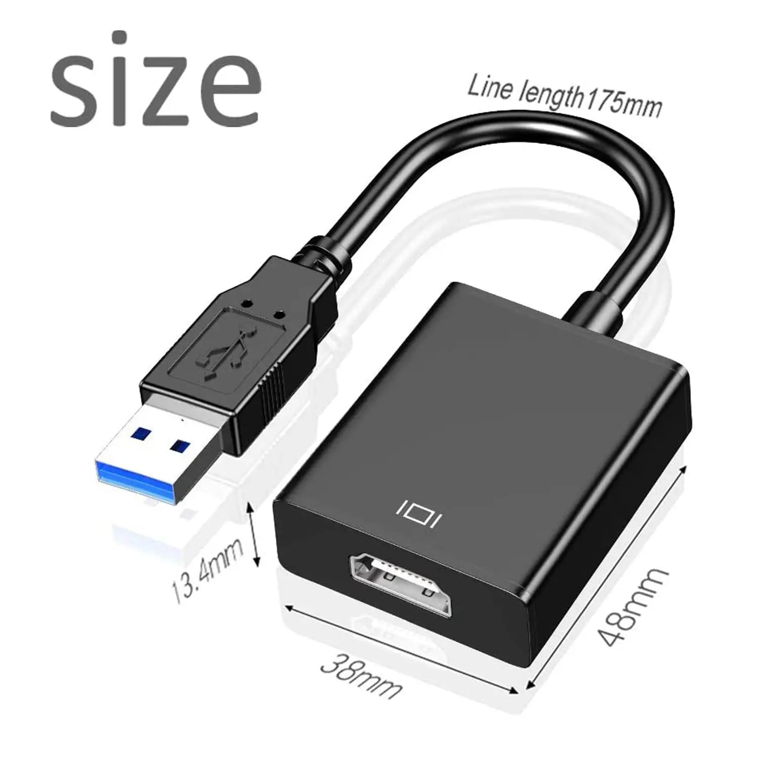 USB 3.0 to HDMI Adapter 1080P USB To HDMI-Compatible Video Converter External USB Adapter Video Adapter Cable for Desktop Laptop