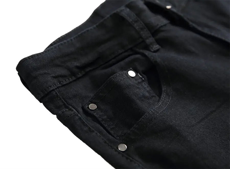 2026 New Men’s Casual Jeans Trendy Red Hip Hop Holes Slim Denim Pants Ripped Trousers Versatile Stretch Distressed Pants Male