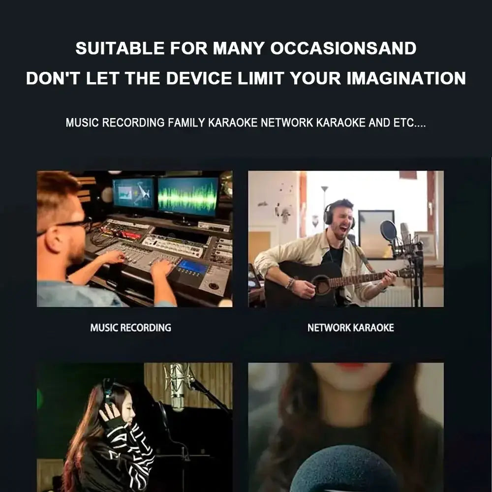 2 Channels Professional Portable Audio Interface Sound Card Console Mini USB MIXER for Guitar Recording Studio Singing TEYUN Q12