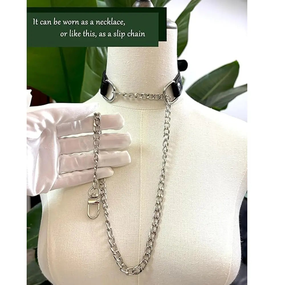 Handmade Black PU Leather Choker Collar For Women Adjustable HiphopTriple-Layer Slip Chain Necklace Fashion Jewelry Necklace