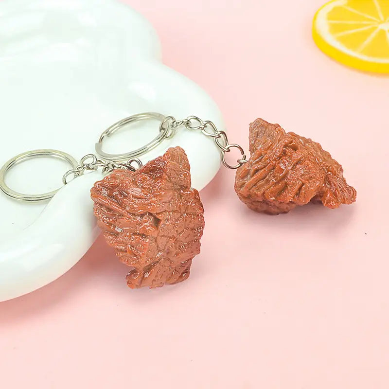 Simulation Beef Block Beef Keychain Imitation Food PVC Beef Cubes Keyring Food Model Simulation Food Keychain Fashion Jewelry
