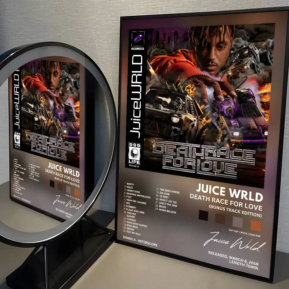 J-Juice WRLD Hip Hop Rap Singer Music Album Poster Painting Stickers Dorm Living Room Wall Decoration Gift Home Art Aesthetic