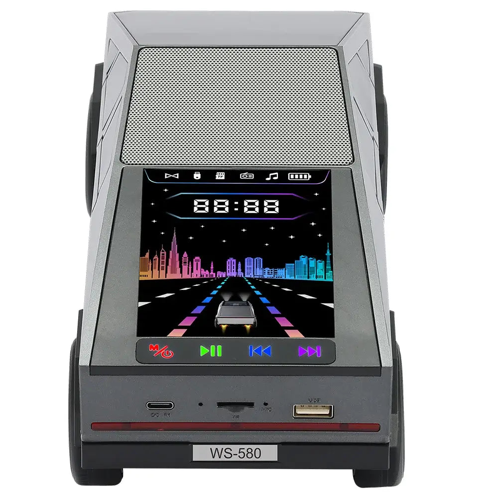 WS-580 Wireless Bluetooth Speaker in Car Shaped with Display Screen HIFI Stereo Surround Desktop Computer Boombox TF USB TWS