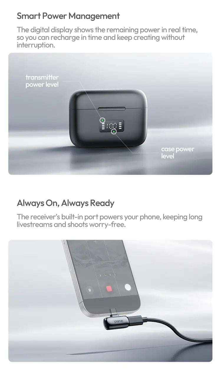 Ulanzi J12 Wireless Lavalier Microphone Audio Video Recording Mini Mic Plug Play For Smartphone Android iPhone Live Broadcast