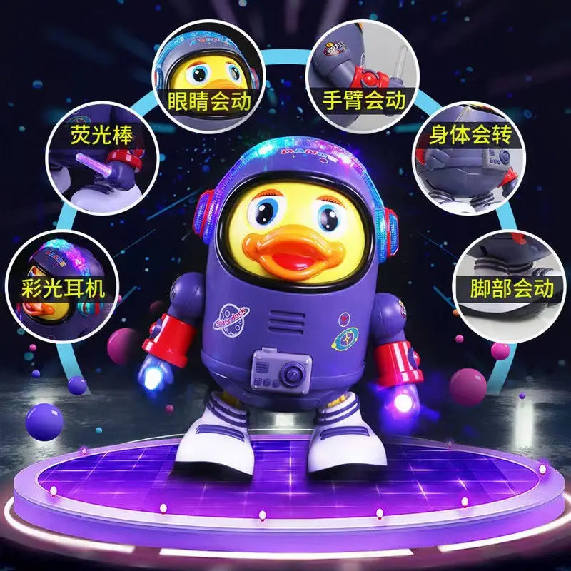 Cartoon Space Duck Dancing Astronaut Electric Dancing Colorful Flashing And Sound Musical Interactive Educational Toys Kids Gift