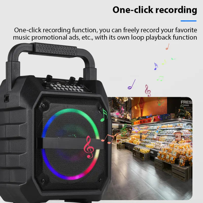 Wireless Musical Instrument Speakers Set Electronic Musical Instrument Accessories with 2 Microphone LED Color Light for Party